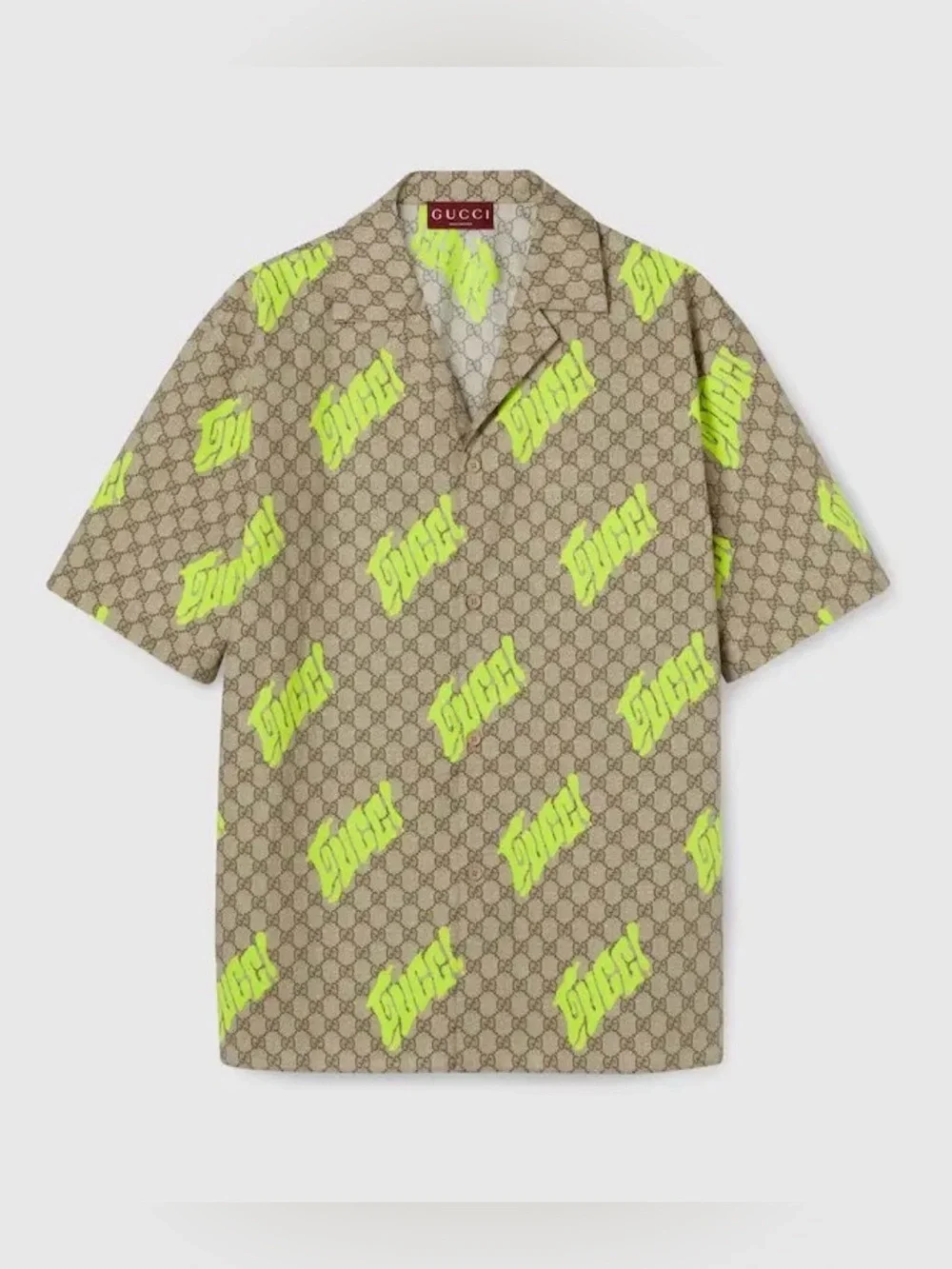 New Authentic Gucci GG Logo Button Up Shirt Brown Size IT 54 / US L